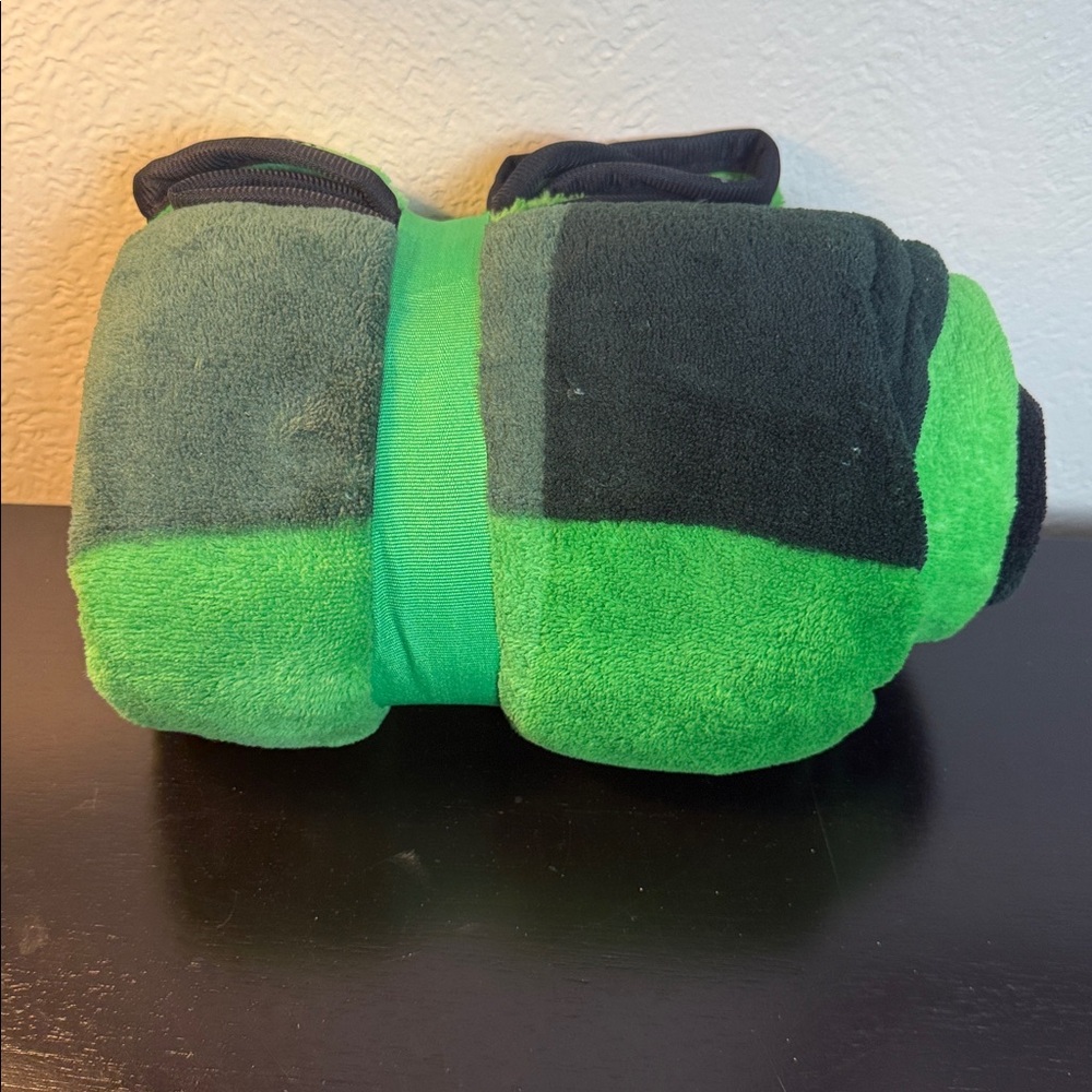 Green and Black Plush Blanket